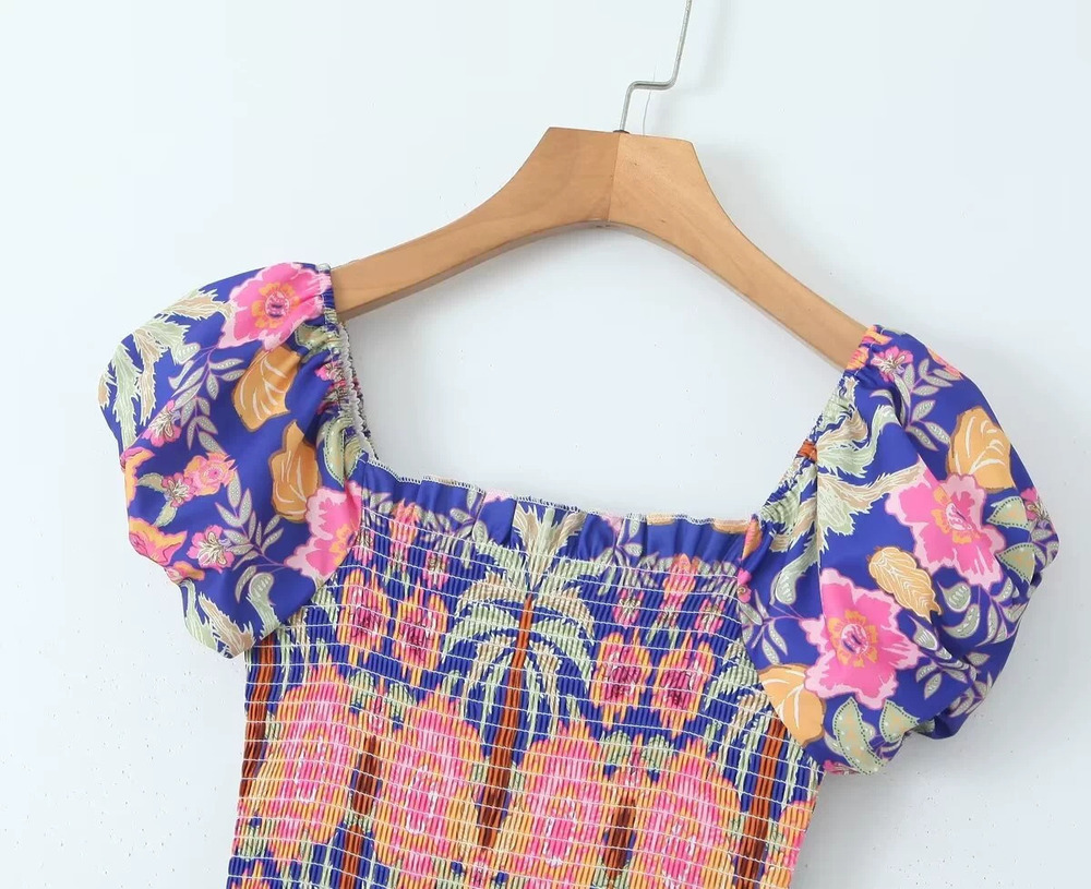 ZARA Printed Elastic Waist Midi Pullover Dress for Spring